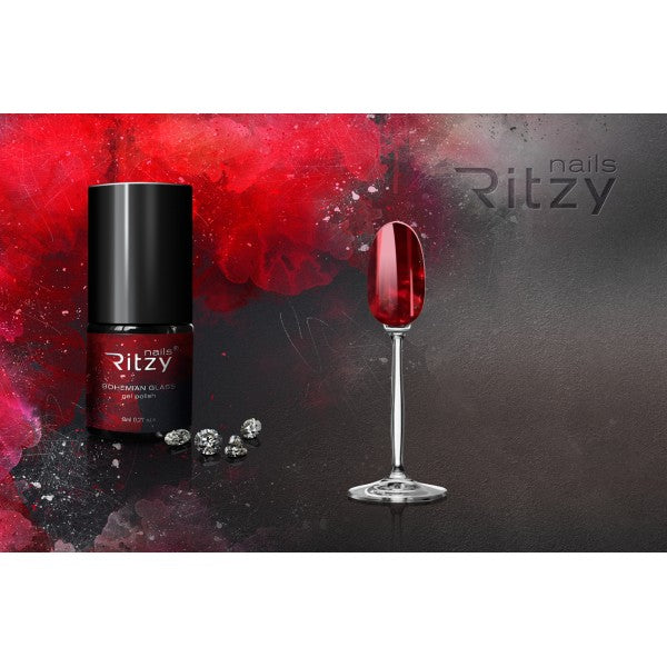 Ritzy BOHEMIAN GLASS Gel Polish - Red - Kentro Beauty Supplies Ireland