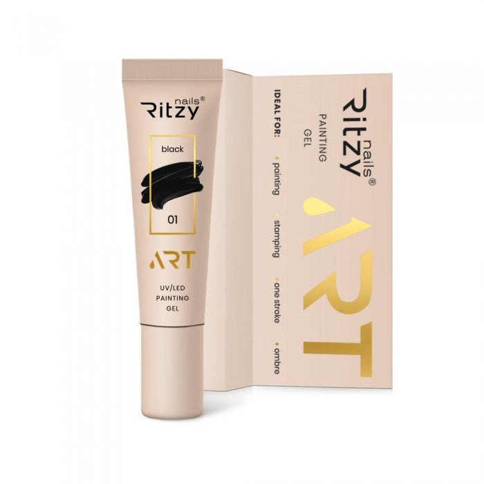 Ritzy ART Gel 01 BLACK 5ml - Kentro Beauty Supplies Ireland