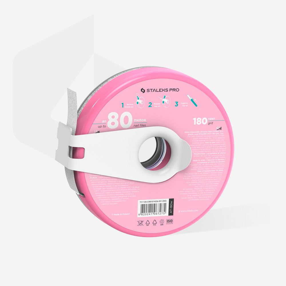 Staleks Disposable white abrasive tape EXPERT 180grit in a plastic case - Kentro Beauty Supplies Ireland