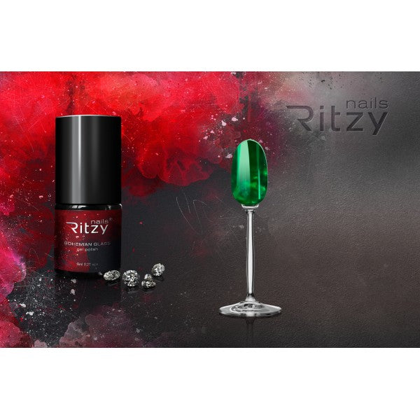 Ritzy BOHEMIAN GLASS Gel Polish - Emerald - Kentro Beauty Supplies Ireland