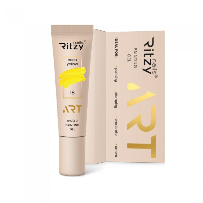 Ritzy ART Gel 18 NEON YELLOW 5ml - Kentro Beauty Supplies Ireland