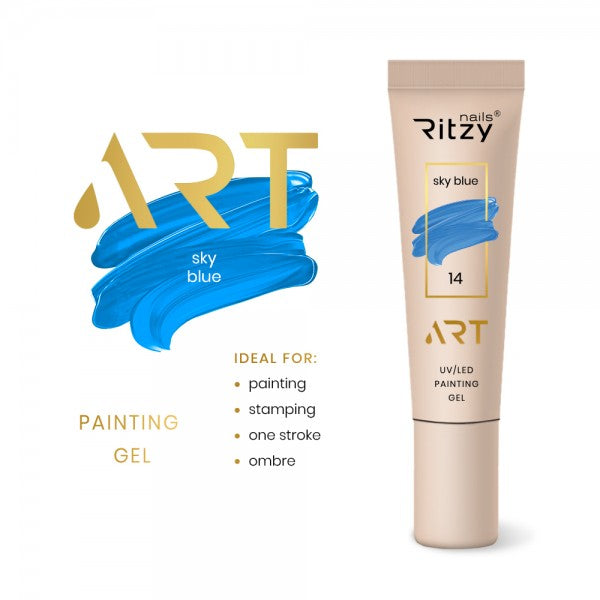 Ritzy ART Gel 14 SKY BLUE 5ml - Kentro Beauty Supplies Ireland
