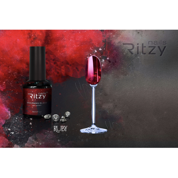 Ritzy BOHEMIAN Glass Gel Polish - RUBY - Kentro Beauty Supplies Ireland
