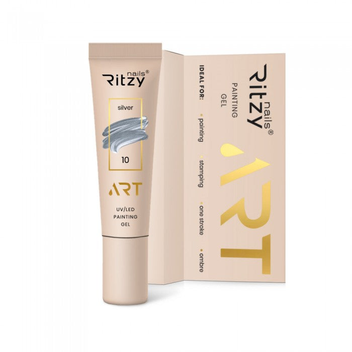 Ritzy ART Gel 10 SILVER 5ml - Kentro Beauty Supplies Ireland