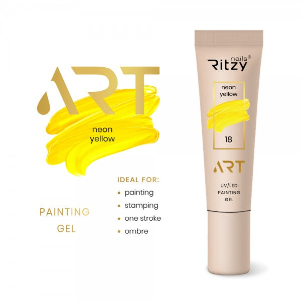 Ritzy ART Gel 18 NEON YELLOW 5ml - Kentro Beauty Supplies Ireland