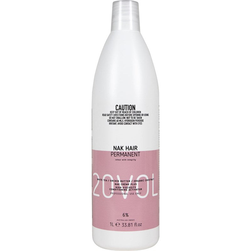 NAK CRÈME PLUS HIGH VISCOSITY CONDITIONING ACTIVATOR 20VOL. 6% 1L - Kentro Beauty Supplies Ireland