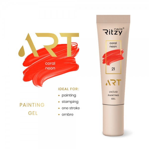 Ritzy ART Gel 21 CORAL NEON - Kentro Beauty Supplies Ireland