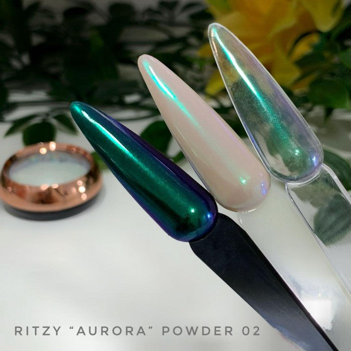 Ritzy AURORA (unicorn) Nail Art Powder 02 PURPLE/EMERALD - Kentro Beauty Supplies Ireland