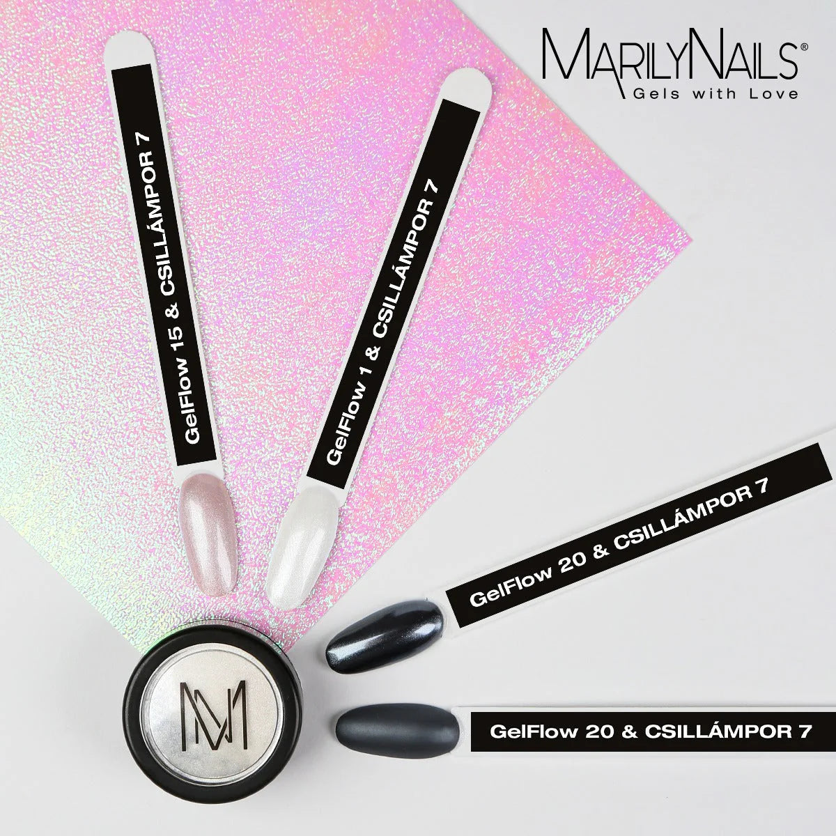 MarilyNails Chrome Glitter Powder - White Silver - Kentro Beauty Supplies Ireland