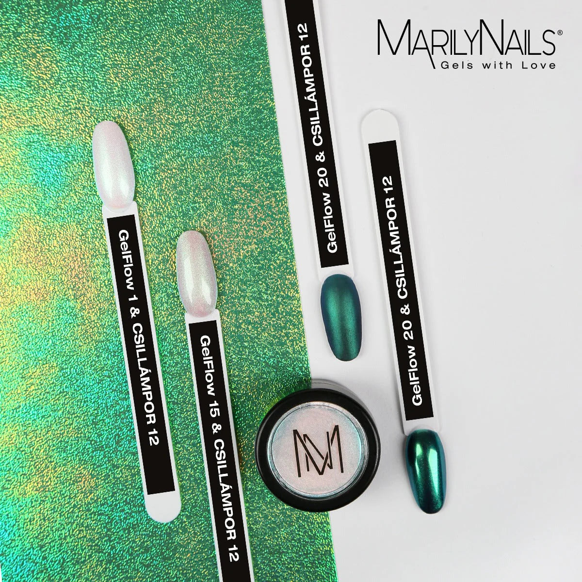 MarilyNails Chrome Powder - 12 Green - Kentro Beauty Supplies Ireland