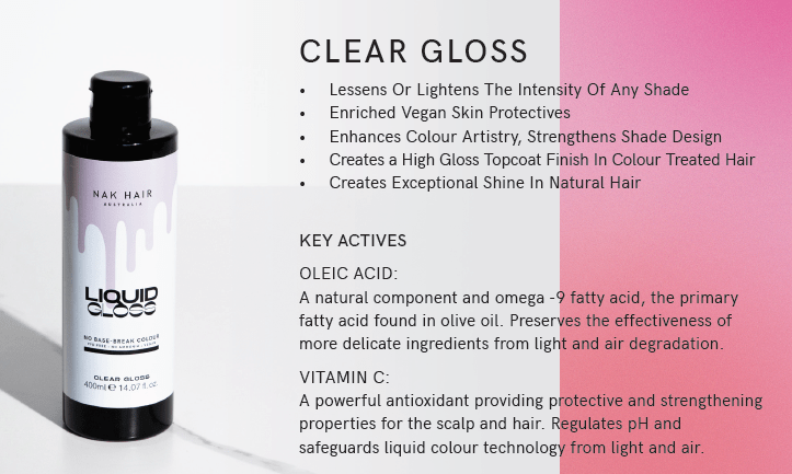 NAK Liquid Gloss Clear 400ml - Kentro Beauty Supplies Ireland