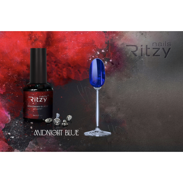 Ritzy BOHEMIAN Glass Gel Polish - MIDNIGHT BLUE - Kentro Beauty Supplies Ireland