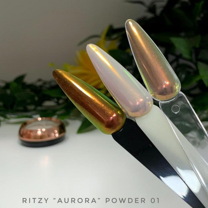 Ritzy AURORA (unicorn) Nail Art Powder 01 ROSE/GOLD - Kentro Beauty Supplies Ireland