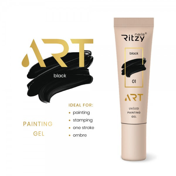 Ritzy ART Gel 01 BLACK 5ml - Kentro Beauty Supplies Ireland