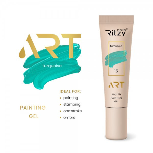 Ritzy ART gel 15 TURQUOISE 5ml - Kentro Beauty Supplies Ireland