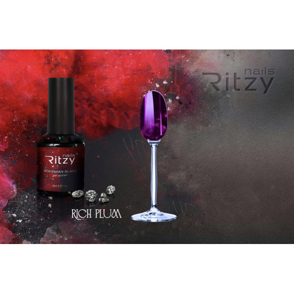 Ritzy BOHEMIAN Glass Gel Polish - RICH PLUM - Kentro Beauty Supplies Ireland