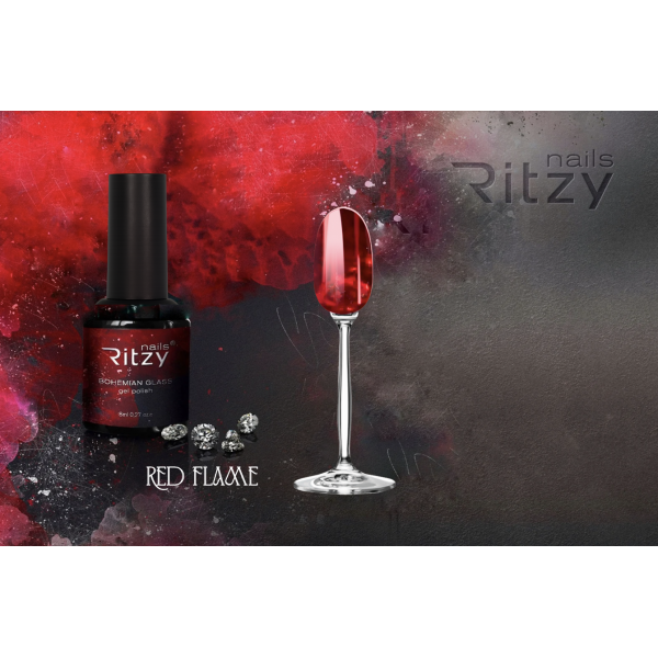 Ritzy BOHEMIAN Glass Gel Polish - RED FLAME - Kentro Beauty Supplies Ireland
