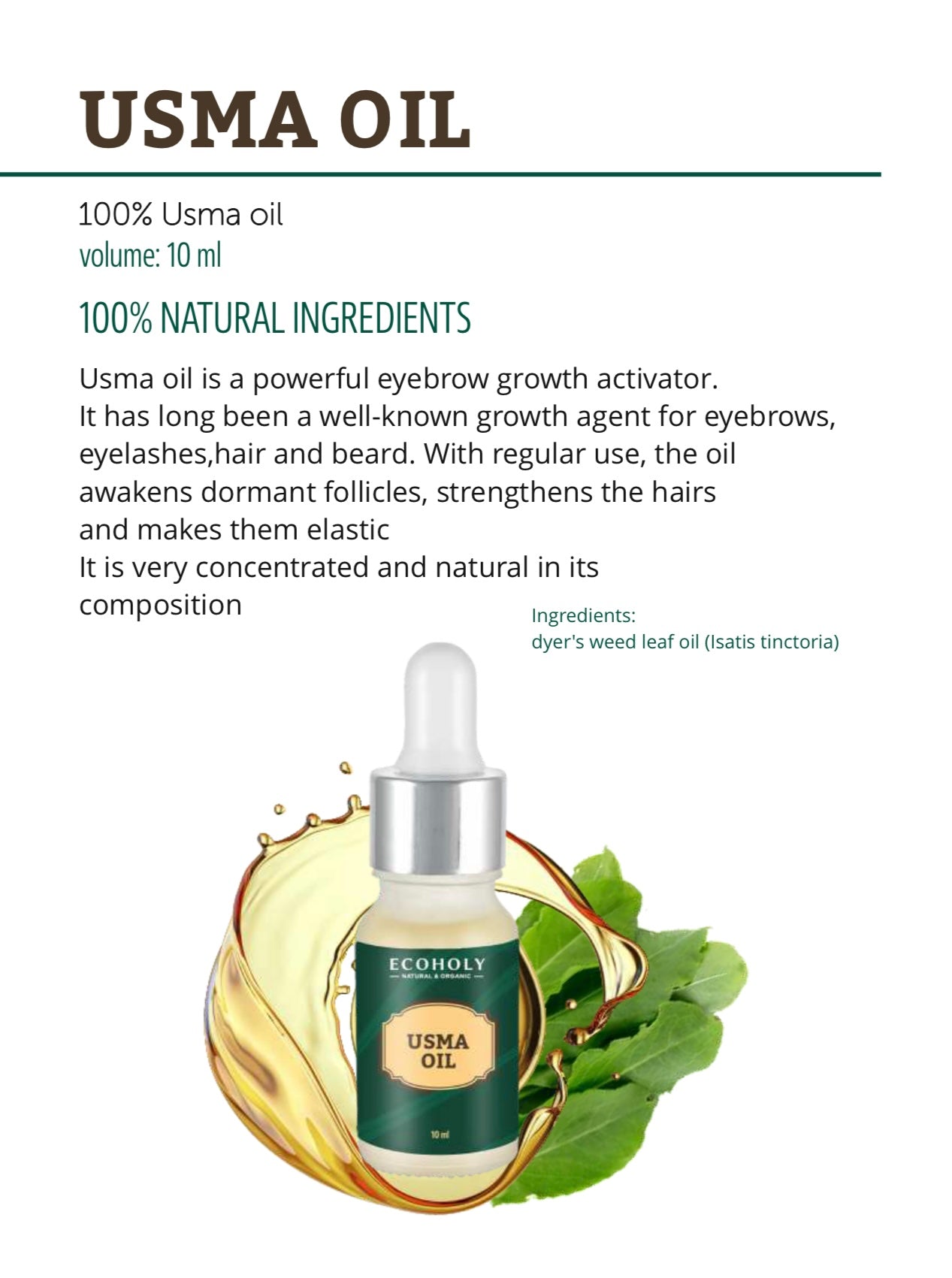 Ecoholy Usma Oil 10ml - Kentro Beauty Supplies Ireland