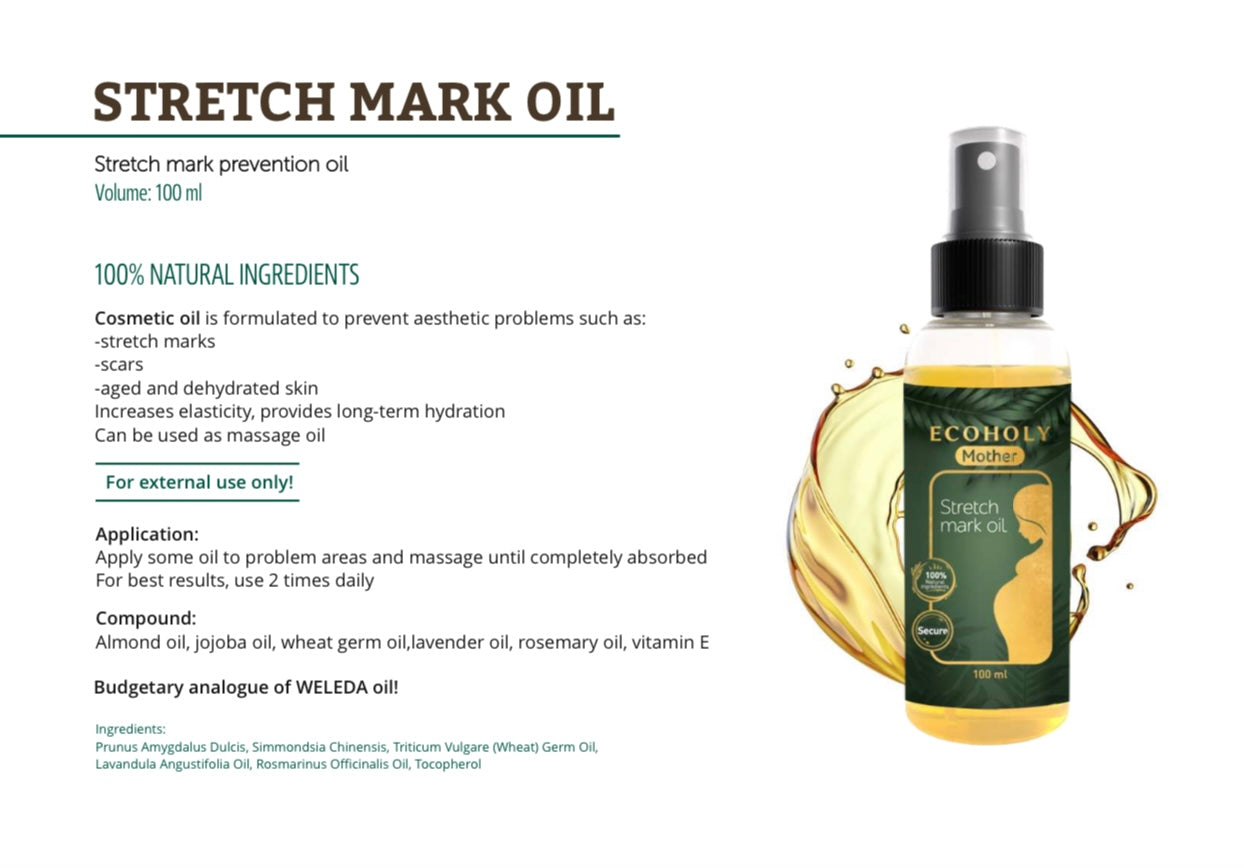 Ecoholy Stretch Mark Oil 100ml - Kentro Beauty Supplies Ireland
