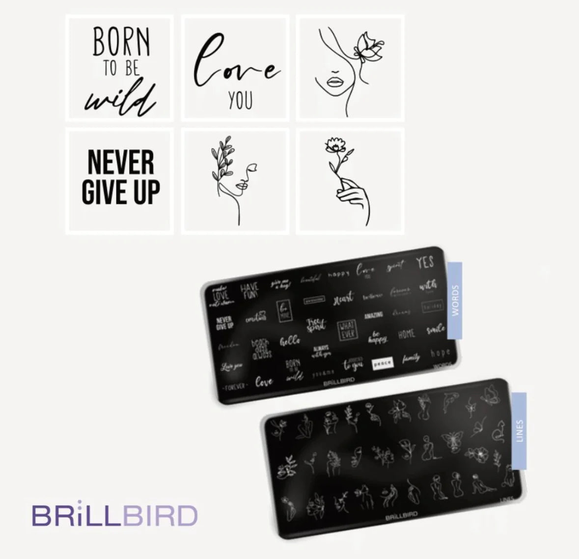 Brillbird Nail Stamp Plate - Lines - Kentro Beauty Supplies Ireland