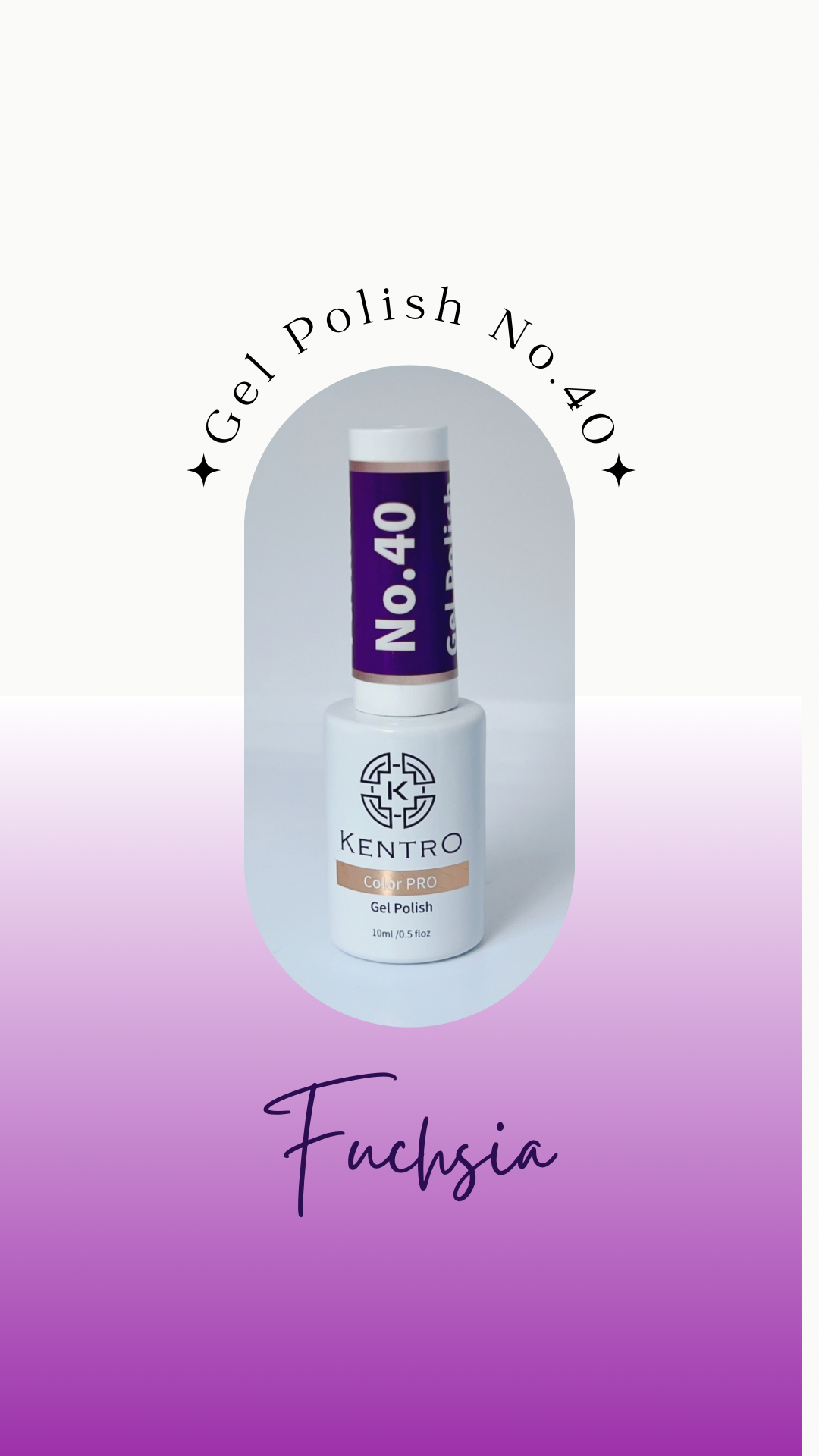 Kentro Color PRO Gel Polish 10ml - Fuchsia No.40 - Kentro Beauty Supplies Ireland