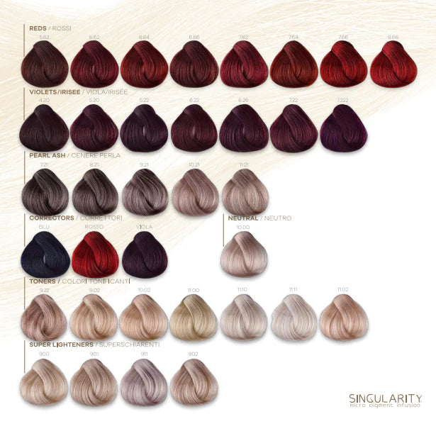 Singularity Shade Chart - Kentro Beauty Supplies Ireland