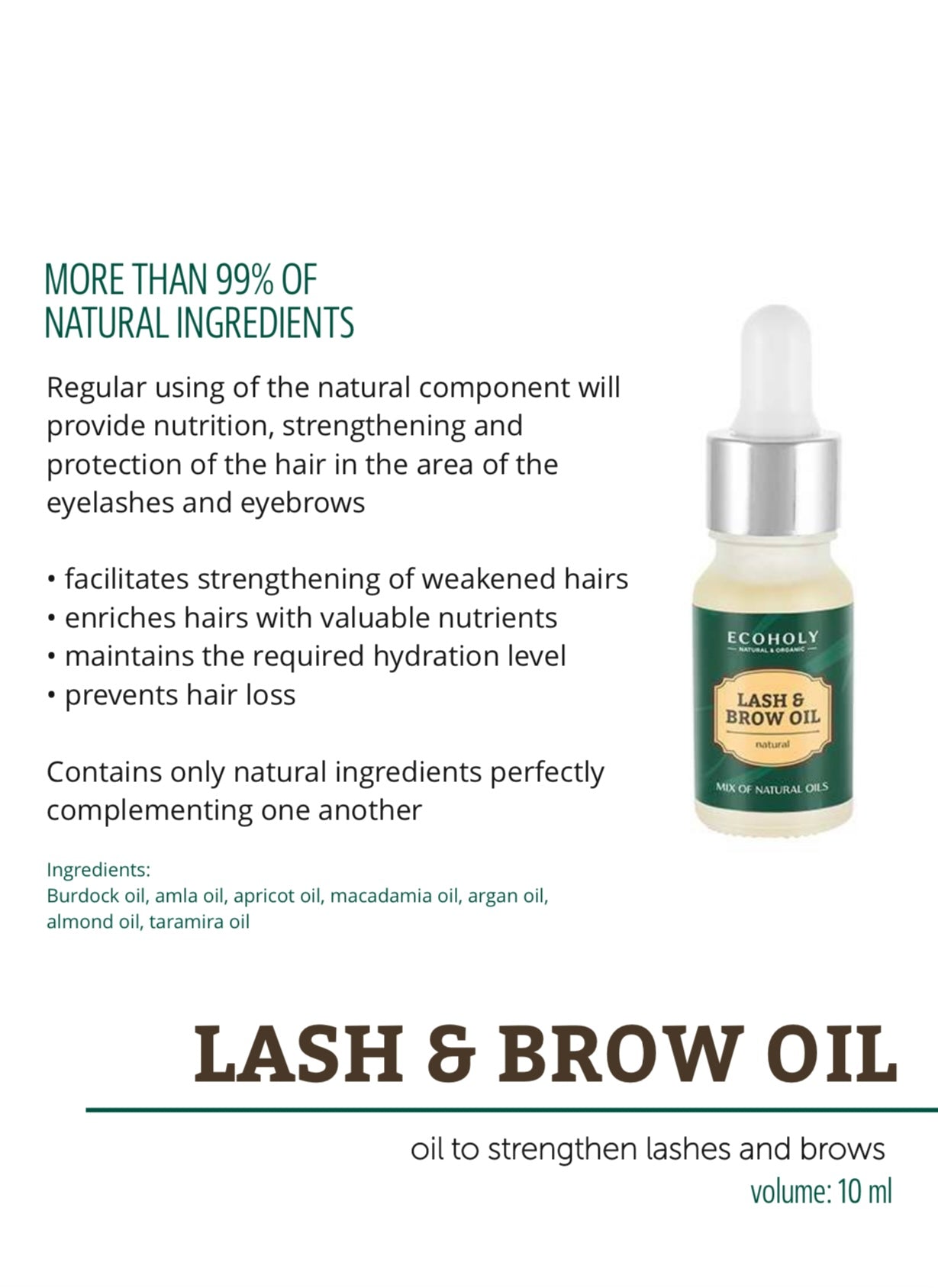 ECOHOLY Brow & Lash Oil - Kentro Beauty Supplies Ireland