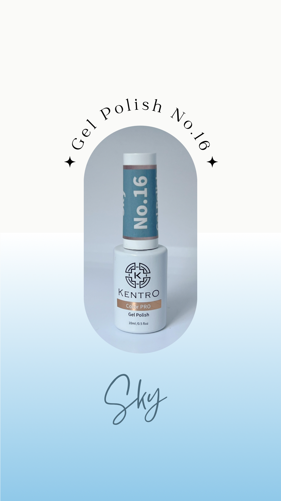 Kentro Color PRO Gel Polish 10ml - Sky No.16 - Kentro Beauty Supplies Ireland