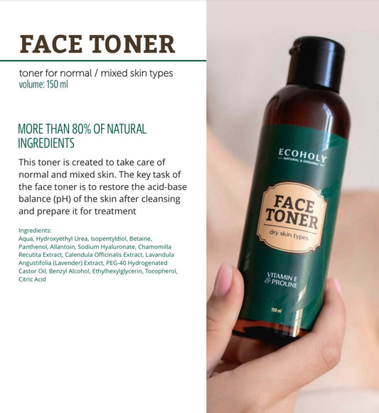 ECOHOLY Face Toner for normal/mixed skin types 150ml - Kentro Beauty Supplies Ireland
