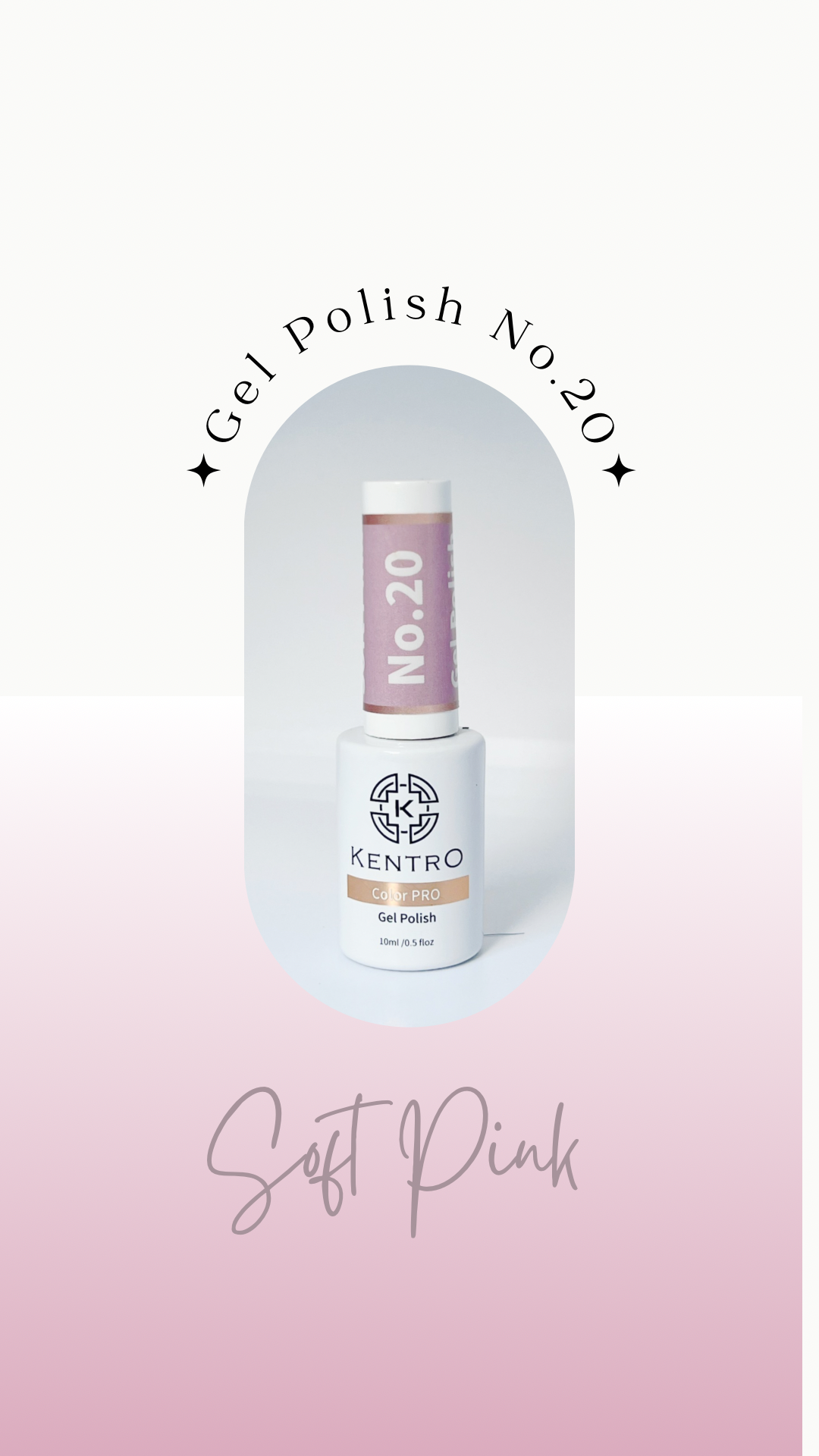 Kentro Color PRO Gel Polish 10ml - Soft Pink No.20 - Kentro Beauty Supplies Ireland