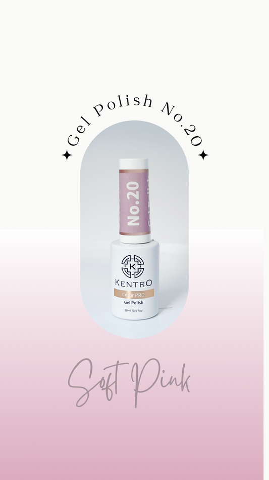 Kentro Color PRO Gel Polish 10ml - Soft Pink No.20 - Kentro Beauty Supplies Ireland