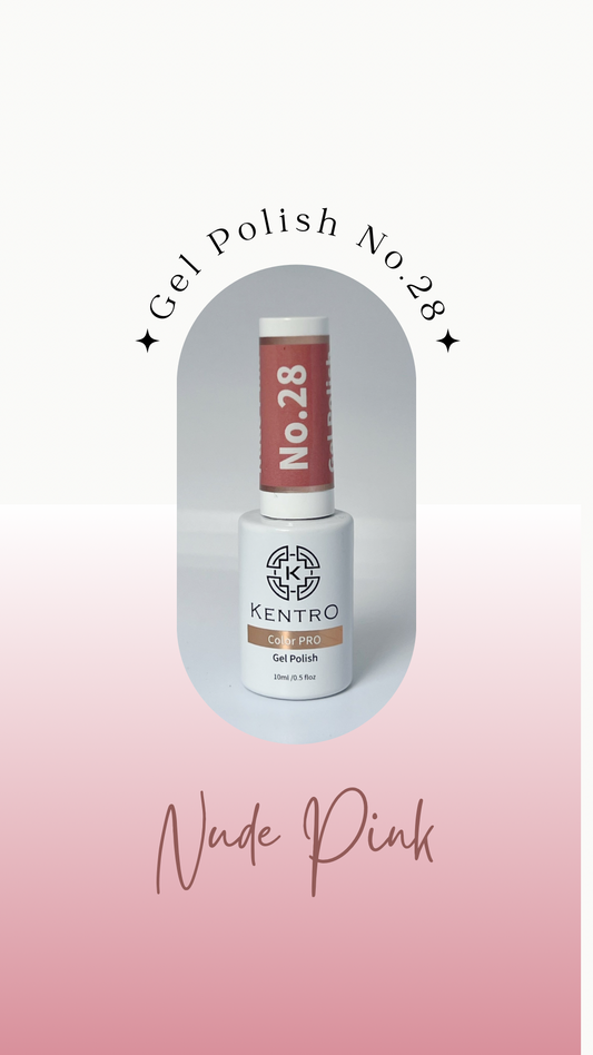 Kentro Color PRO Gel Polish 10ml - Nude Pink No.28 - Kentro Beauty Supplies Ireland
