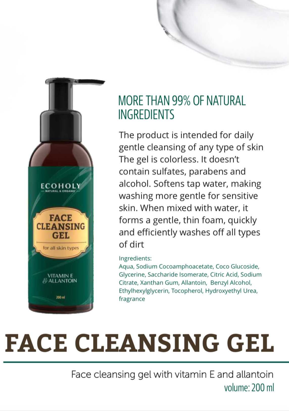 ECOHOLY Face Cleansing Gel for all skin types - Kentro Beauty Supplies Ireland