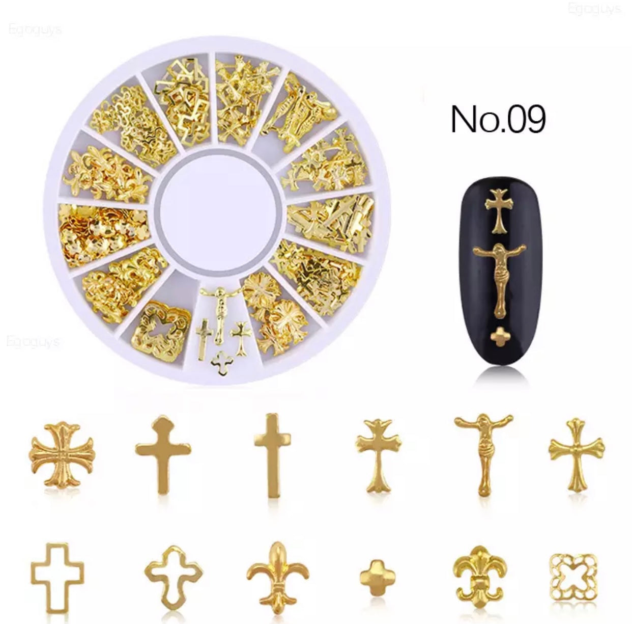 Mixed Designs Stainless Steel Nail Art Decorations - Kentro Beauty Supplies Ireland