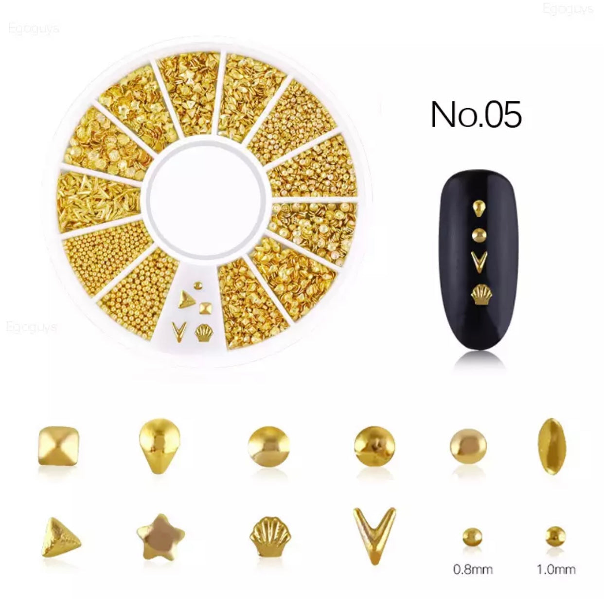 Mixed Designs Stainless Steel Nail Art Decorations - Kentro Beauty Supplies Ireland