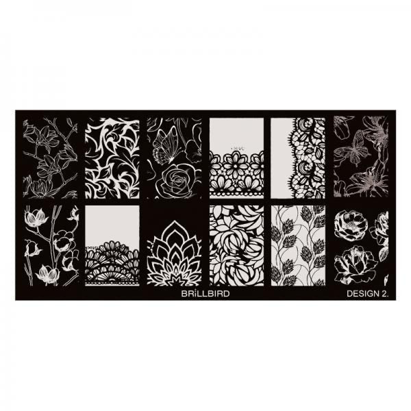 Brillbird Nail stamp plate - Design 2 - Kentro Beauty Supplies Ireland
