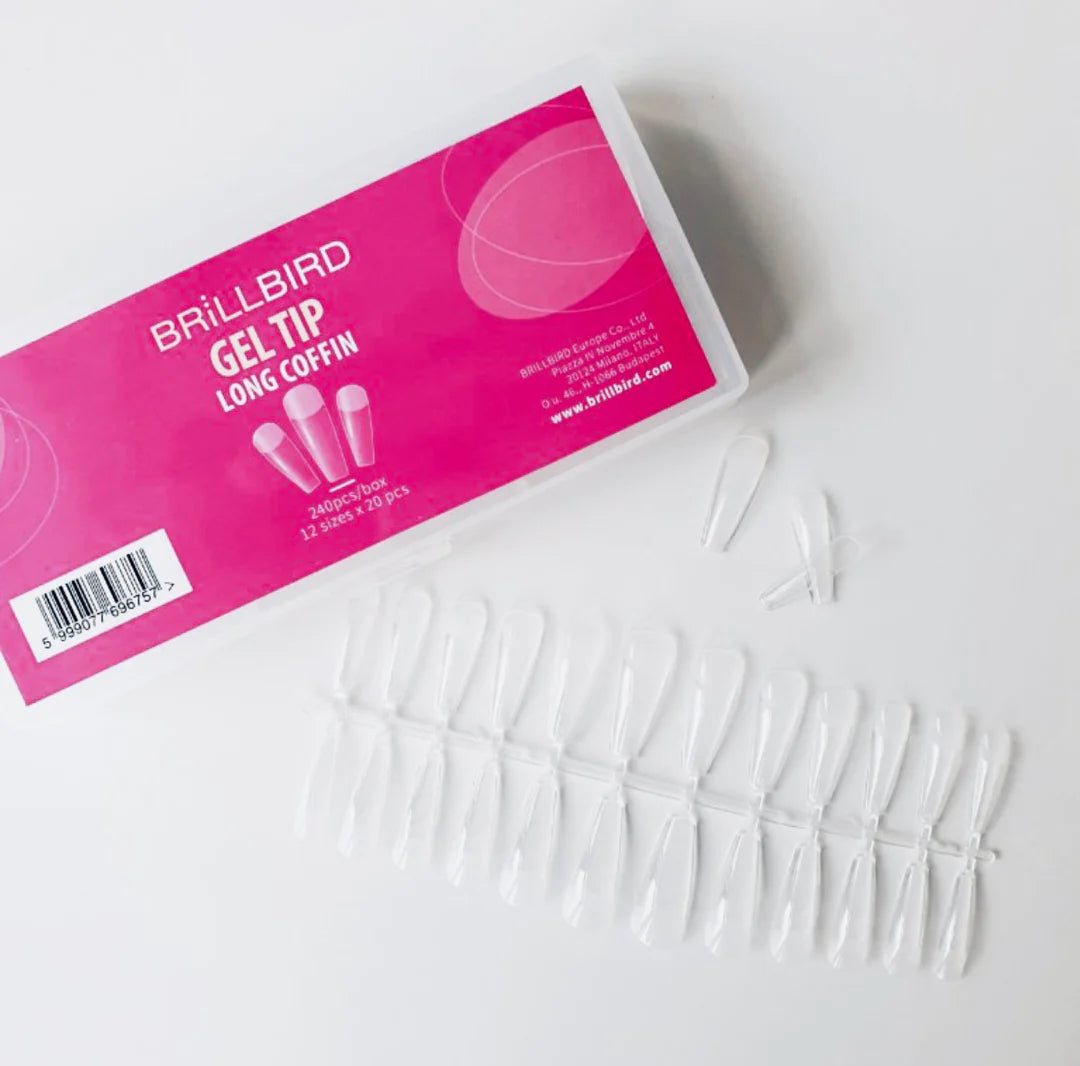 Brillbird Gel Tips - Long Coffin - Kentro Beauty Supplies Ireland