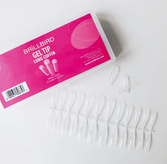 Brillbird Gel Tips - Long Coffin - Kentro Beauty Supplies Ireland