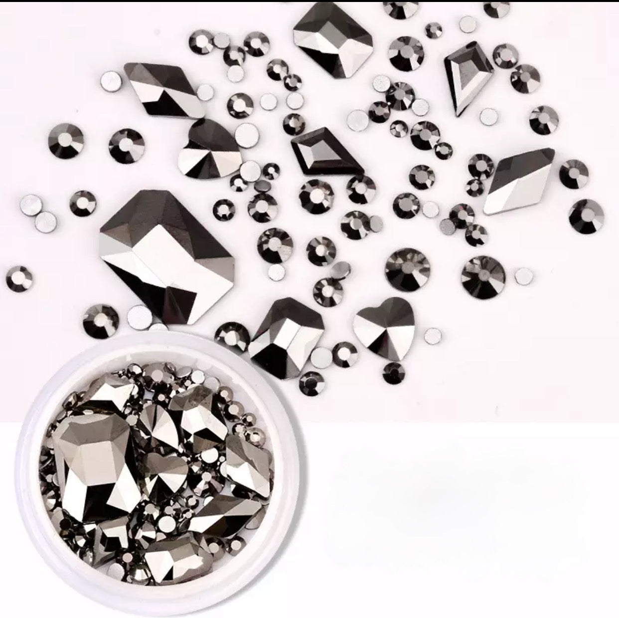 Highest Quality Mixed Sizes & Shapes Crystals - Black Flat - Kentro Beauty Supplies Ireland
