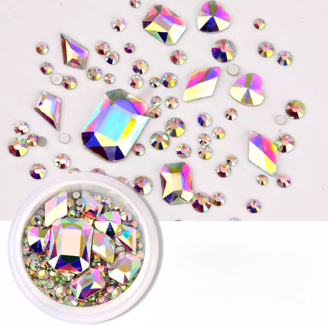 Highest Quality Mixed Sizes & Shapes Crystals - AB Flat - Kentro Beauty Supplies Ireland