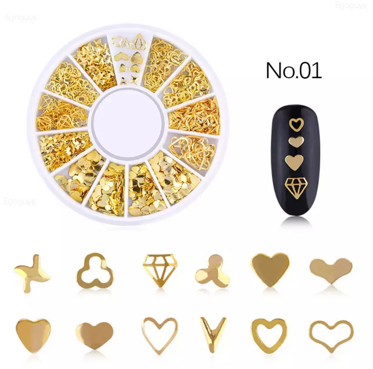 Mixed Designs Stainless Steel Nail Art Decorations - Kentro Beauty Supplies Ireland