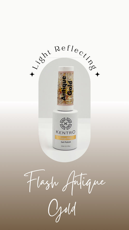 Kentro Color PRO Gel Polish 10ml - Flash Antique Gold - Kentro Beauty Supplies Ireland