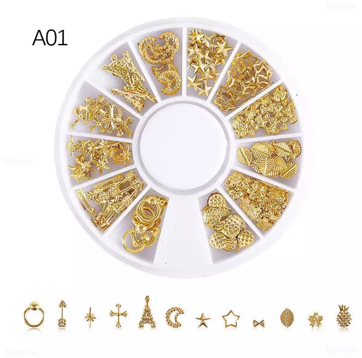 Mixed Designs Stainless Steel Nail Art Decorations - Kentro Beauty Supplies Ireland
