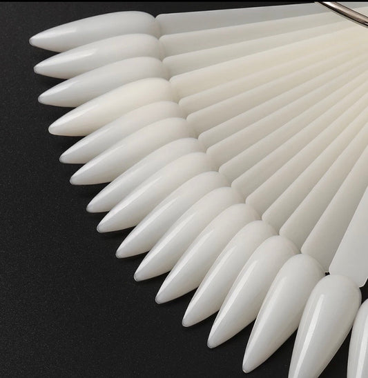 White Stiletto Display Tips 40pcs on the ring - Kentro Beauty Supplies Ireland