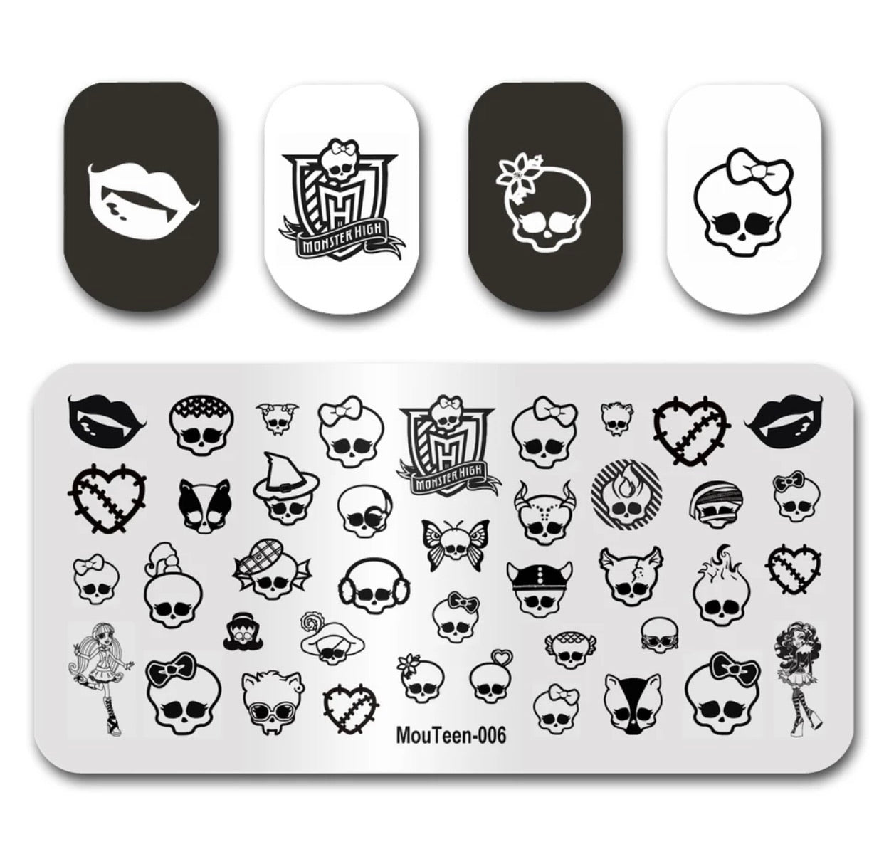 Nail Stamping Plate - Cute Sculls - Kentro Beauty Supplies Ireland