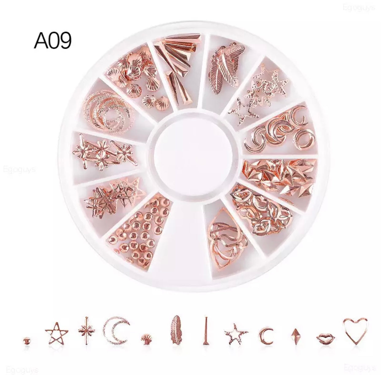 Mixed Designs Stainless Steel Nail Art Decorations - Kentro Beauty Supplies Ireland