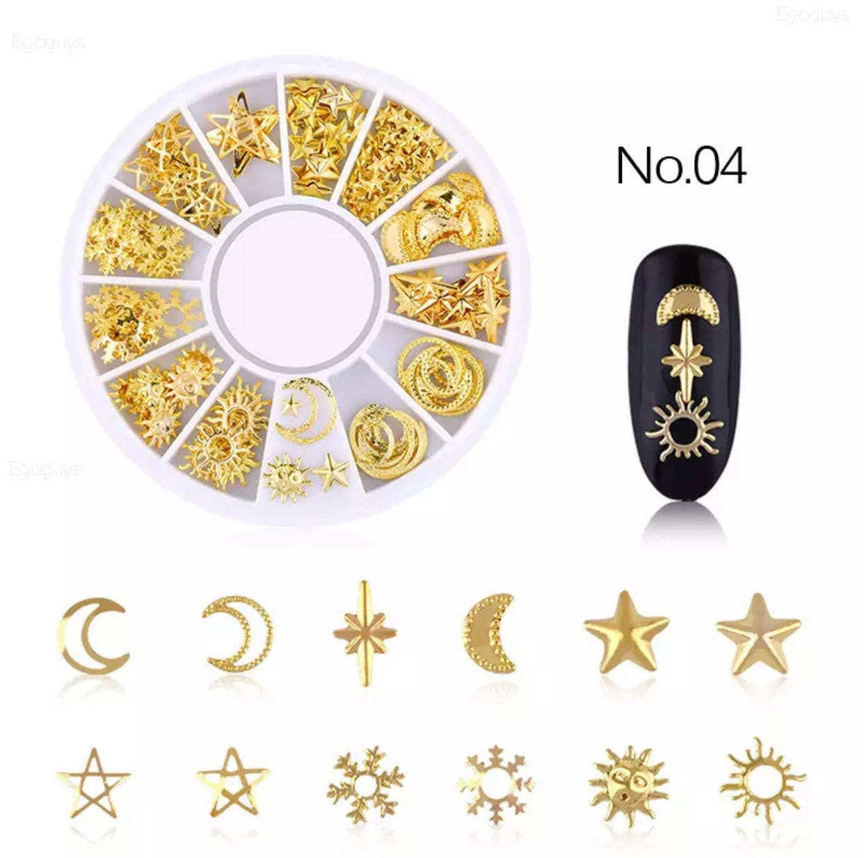 Mixed Designs Stainless Steel Nail Art Decorations - Kentro Beauty Supplies Ireland