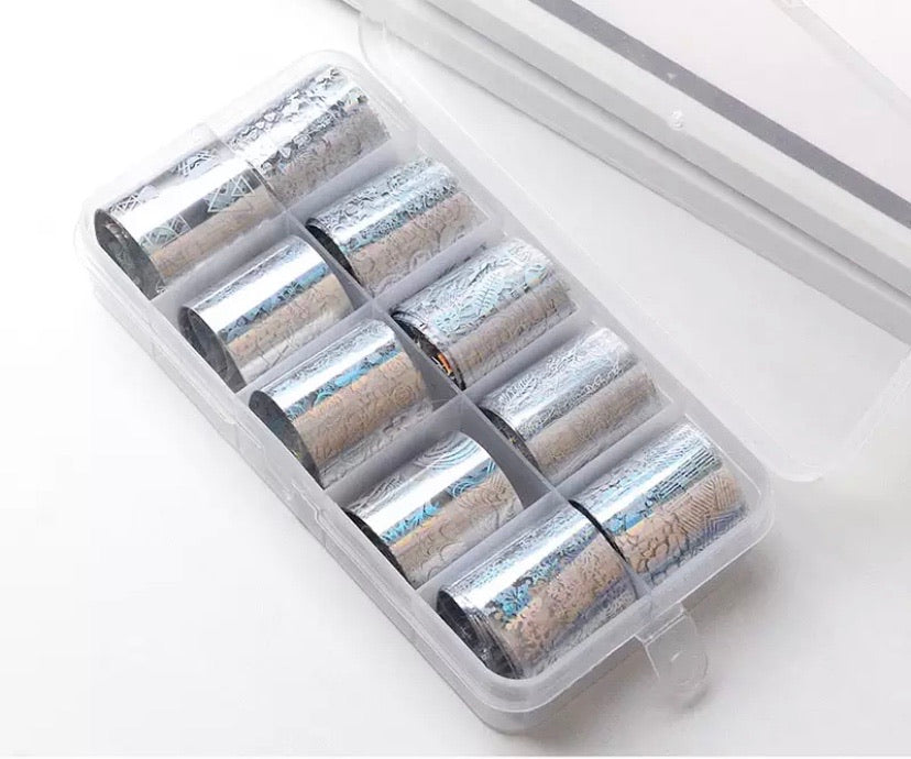 Transfer Foils Box - Silver Lace Patterns - Kentro Beauty Supplies Ireland