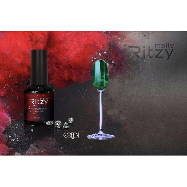 Ritzy BOHEMIAN Glass Gel Polish - GREEN - Kentro Beauty Supplies Ireland