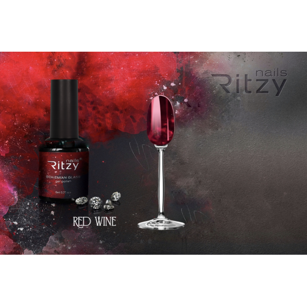 Ritzy BOHEMIAN Glass Gel Polish - RED WINE - Kentro Beauty Supplies Ireland